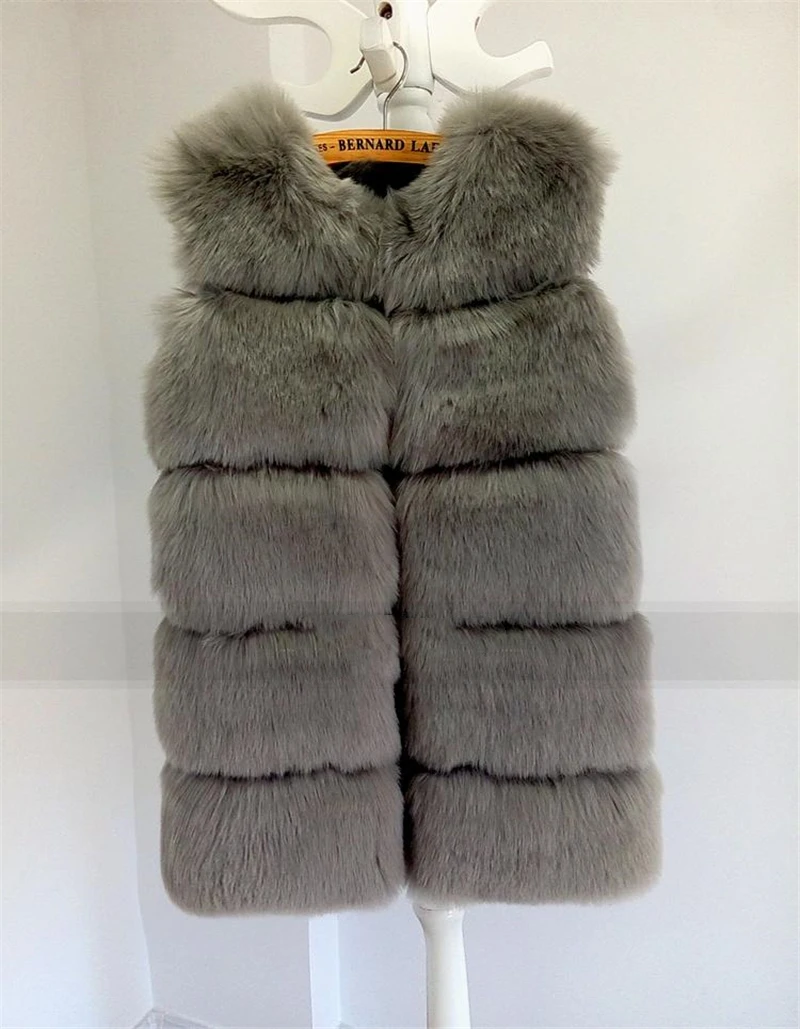 

IANLAN Elegant Winter Womens Faux Fox Fur Vests Casual Thick Warm Fur Waistcoat Ladies Fluffy Solid Fur Gilets IL00410