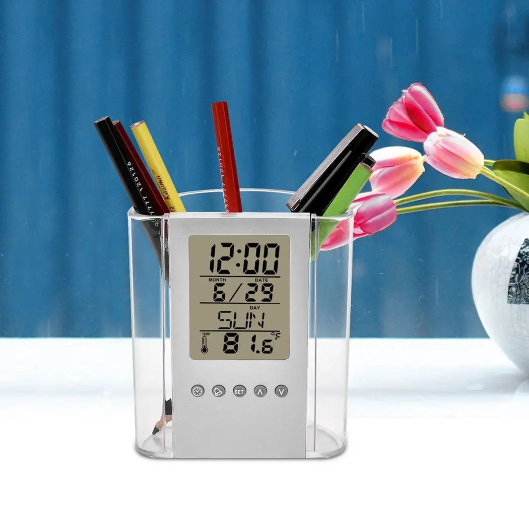 Multi function Прозрачный Электронный будильник с подсветкой держатель для офисной
