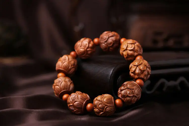 Китайская резьба по дереву скульптура Лотос Будда молитвенные бусины