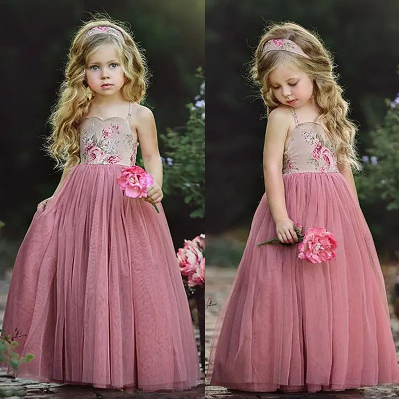 Pudcooc Girl Dress Kids Lace Flower Maxi Long Princess Party Dresses Gown Formal | Детская одежда и обувь
