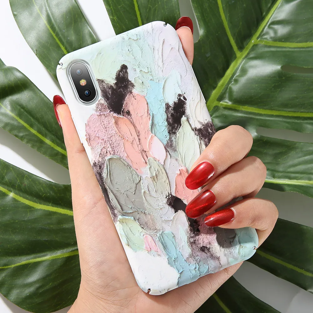 KISSCASE Luminous Phone Case For iPhone X XR XS Max 3D Relief Graffiti 6 6s 7 8 Plus Hard Cover PC Fundas Coque |