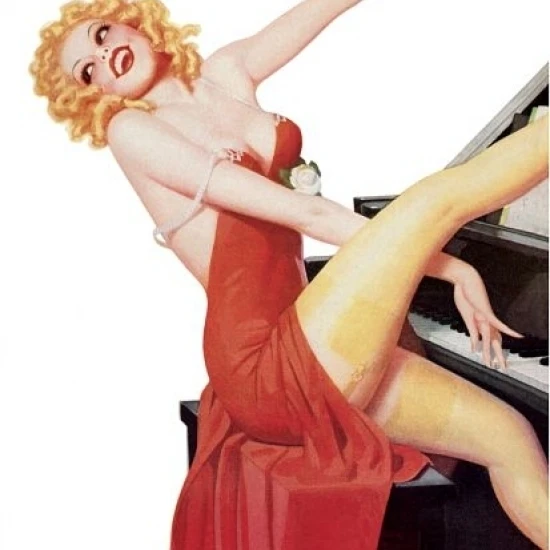 Pinup Girl Blonde Playing Piano Poster Print (36x54)|Таблички и знаки| |
