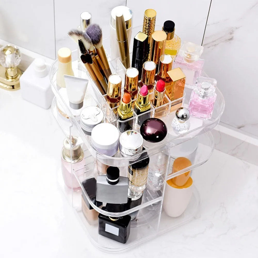 2019 1PC 360 Degrees Rotating Cosmetic Storage Rack Lipstick Jewelry Case Holder Display Stand Box MakeUp Organizer | Дом и сад