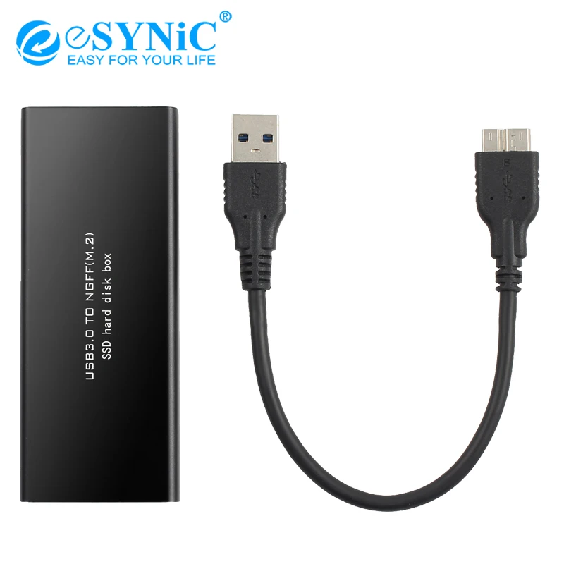 Фото Корпус внешний eSYNiC с USB 3 0 на NGFF M.2 конвертер адаптер SSD черный чехол для жесткого