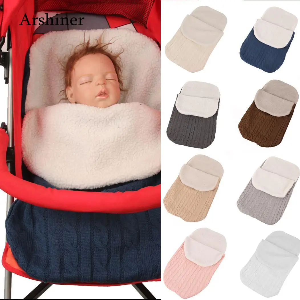 Newborn Unisex Sleeping Knit Sleepsacks Bag Blanket Swaddle Stroller Winter Baby Casual Solid | Мать и ребенок