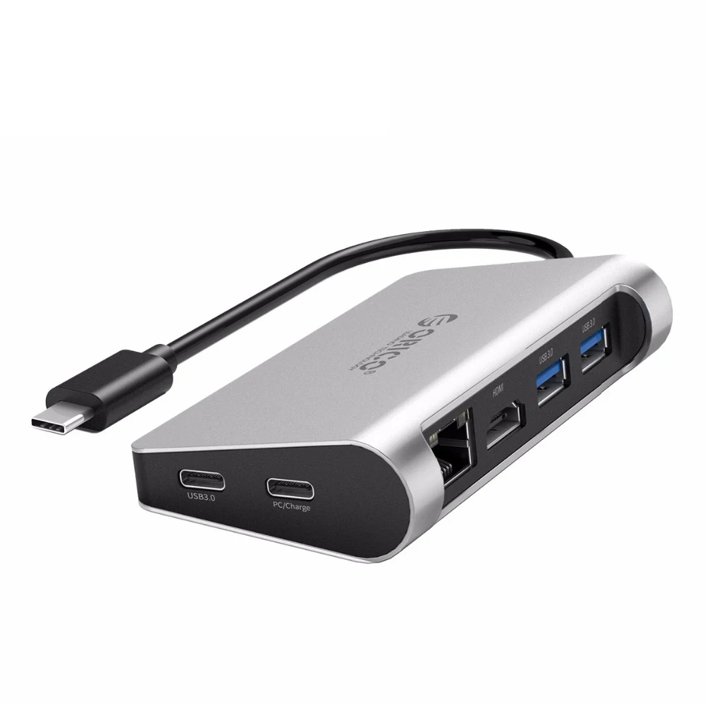 Orico 6 в 1 Алюминиевый сплав 2 Usb 3 0 порта type C концентратор до 4K Hd Hdmi Rj45 Gigabit Ethernet сеть Pd