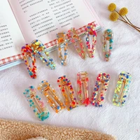 fashion new fragment women hollow girls waterdrop acrylic hairpins colorful rectangle hair clips transparent geometric barrettes