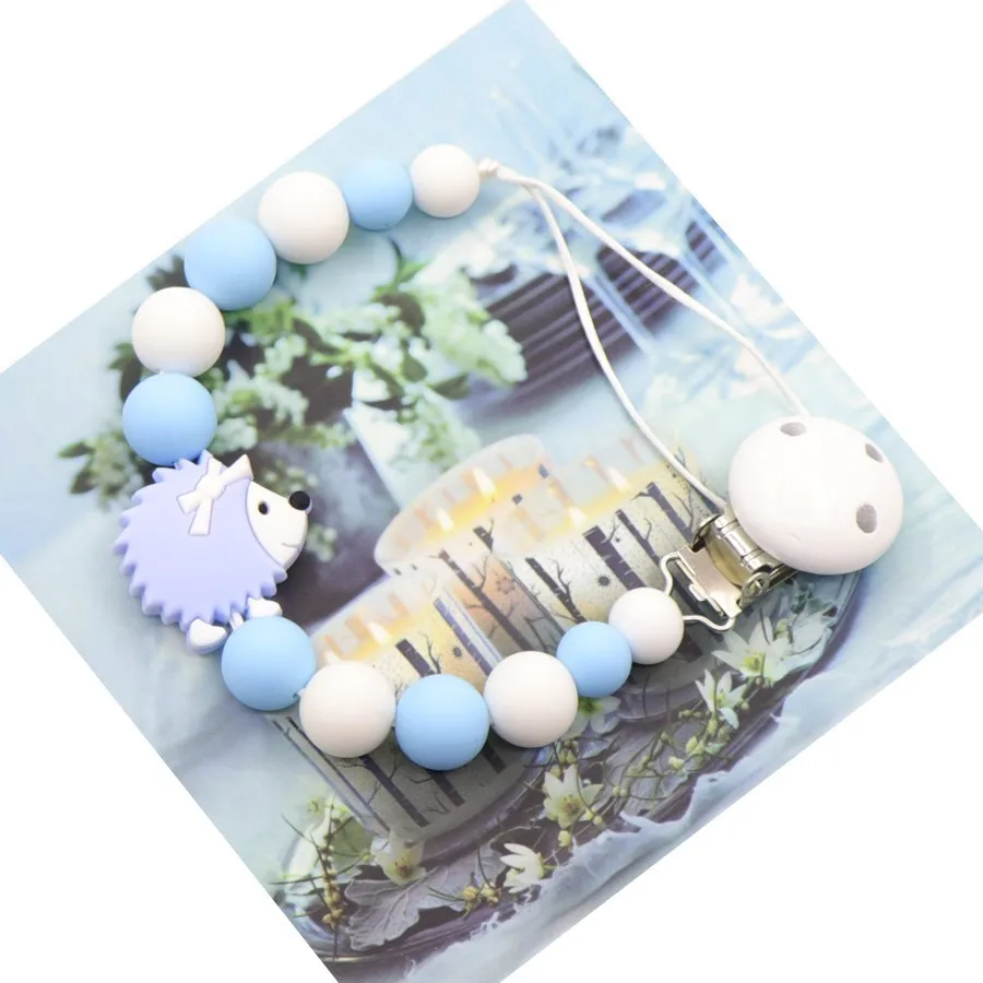 food grade silicone tooth gel nipple clip beads and small hedgehog pacifier chain fake | Мать и ребенок