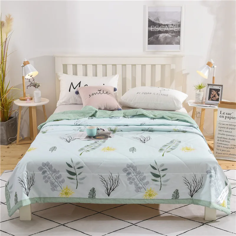 

2019 Cotton Fabric Air Conditioner Quilt Bed Cover Thin Cool Summer Comforter Queen Full Twin Size housse de couette edredon