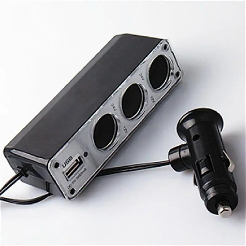 DC12V трехполосная розетка для автомобильного прикуривателя Разветвитель wirh USB