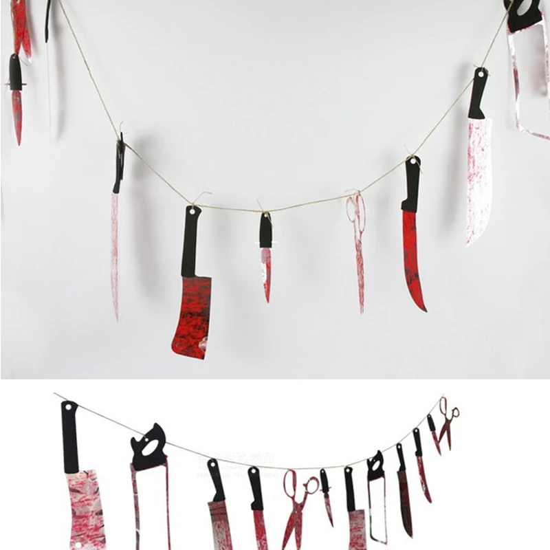 7 5 фута длинный бумажный нож кровавый брызговик страшный на Хэллоуин для мясника