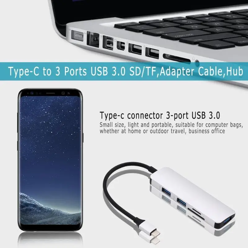 Usb type C концентратор до 3 портов USB 0 SD/TF кард ридер адаптер кабель|USB-хабы| |
