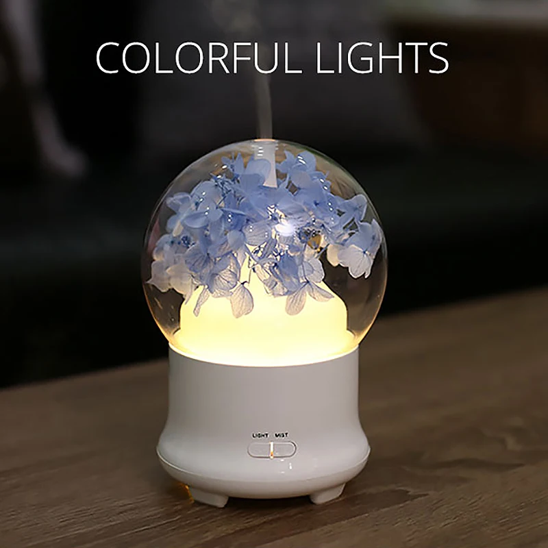 EAS-Us Plug Gift Preserved Fresh Flower Essential Oil Aroma Diffuser Ultrasonic Humidifier With Changing Night Light Beautiful | Бытовая