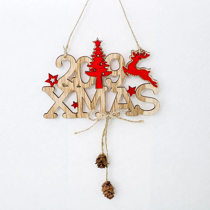 New Wooden Christmas Tree Letter Pendants Xmas Hanging Decorations Year Party Pendant Decor Supplies | Дом и сад