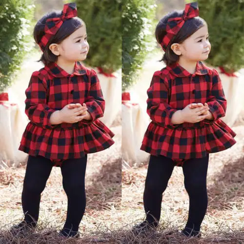 PUDCOCO Newest Newborn Toddler Baby Girls Plaid Long Sleeve Red Bodysuit Autumn Cotton casual Jumpsuit Tops Outfits 0-24M | Мать и