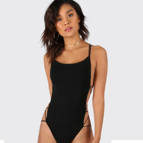 

2019 New Women Sexy Bandage Sleeveless Backless Lace Up Bikini Bodysuit Leotard Romper Jumpsuit Swimwear Outwear