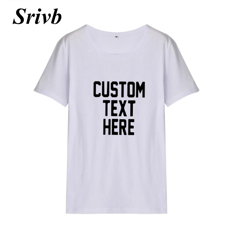 Женская хлопковая Футболка Srivb черная/белая футболка с надписью Here и о-вырезом