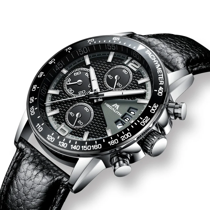 Мужские повседневные наручные часы MEGALITH водонепроницаемые кварцевые с