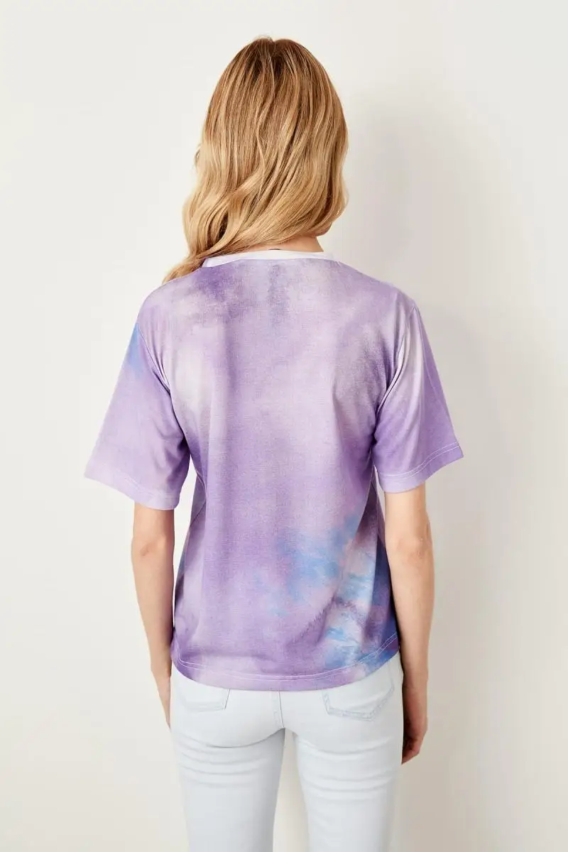 Trendyol фиолетовые Базовые Трикотажные футболки TWOSS19WP0013|Футболки| |
