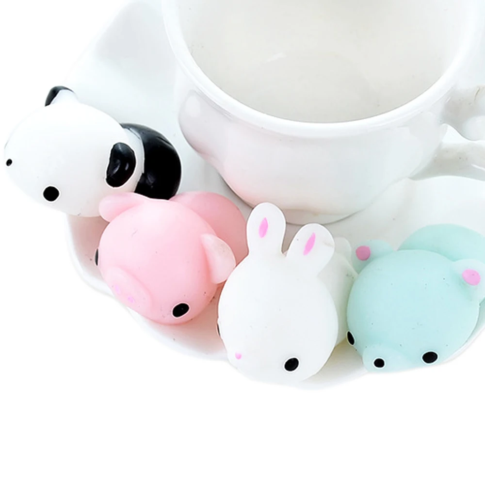 Besegad 6 шт. TPR Kawaii милая кошка панда кролик Цыпленок сжимается мультфильм животное