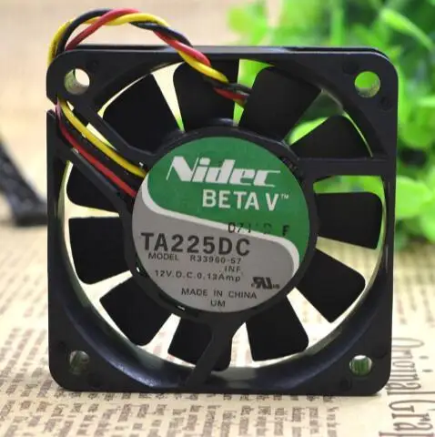 

Nidec DC 12V 0.13A 6CM 60*60*15mm R33960-57 3-Lines double ball bearing server silent cabinet cooling fan