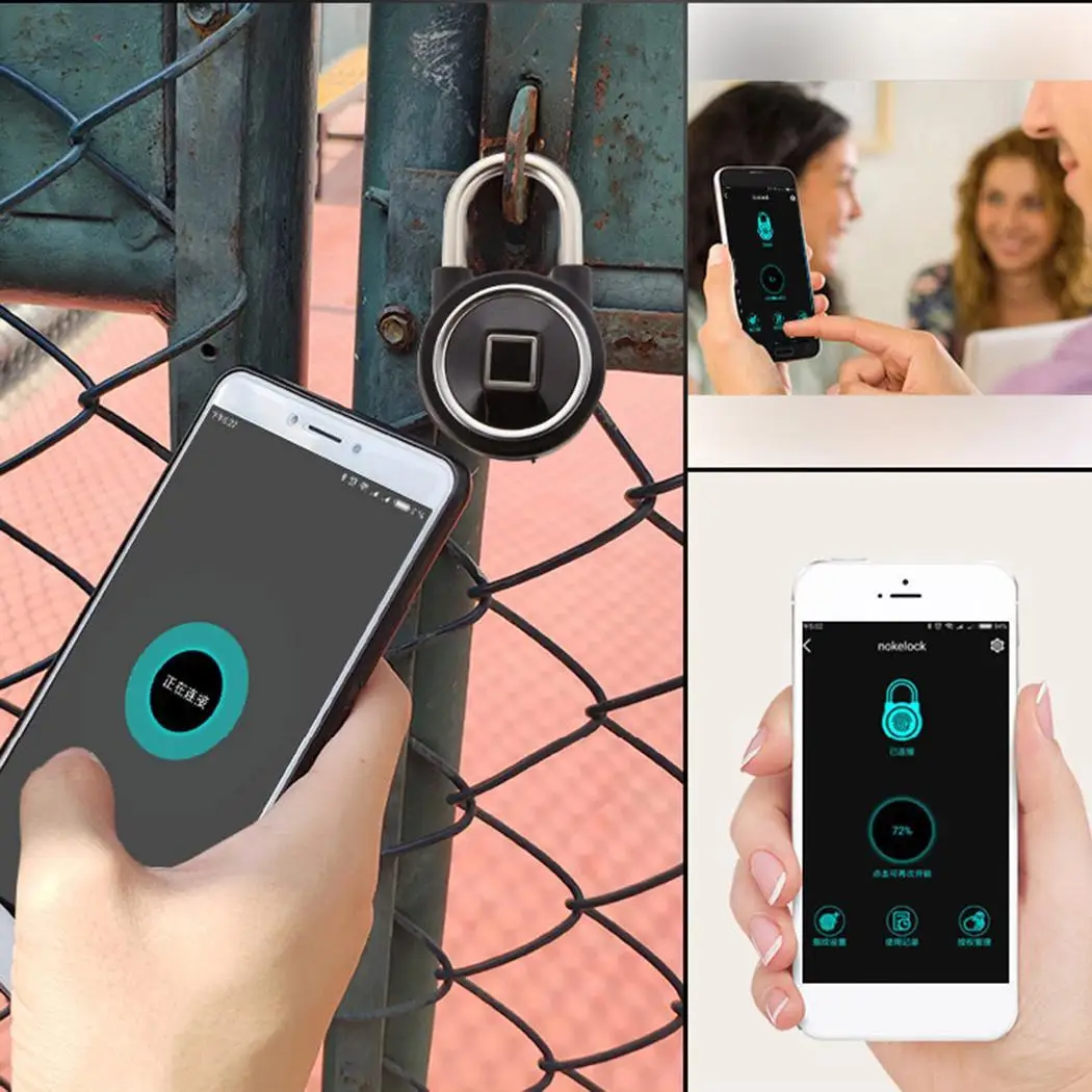 Waterproof Keyless Portable Bluetooth Smart Fingerprint Lock Padlock Anti-Theft Ios Android App Control Door Cabinet | Безопасность и