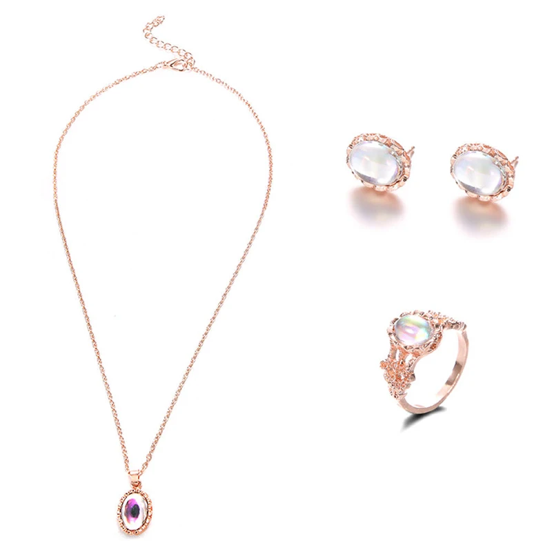 Женский комплект из колье серёг и кольца с кристаллами | Украшения аксессуары