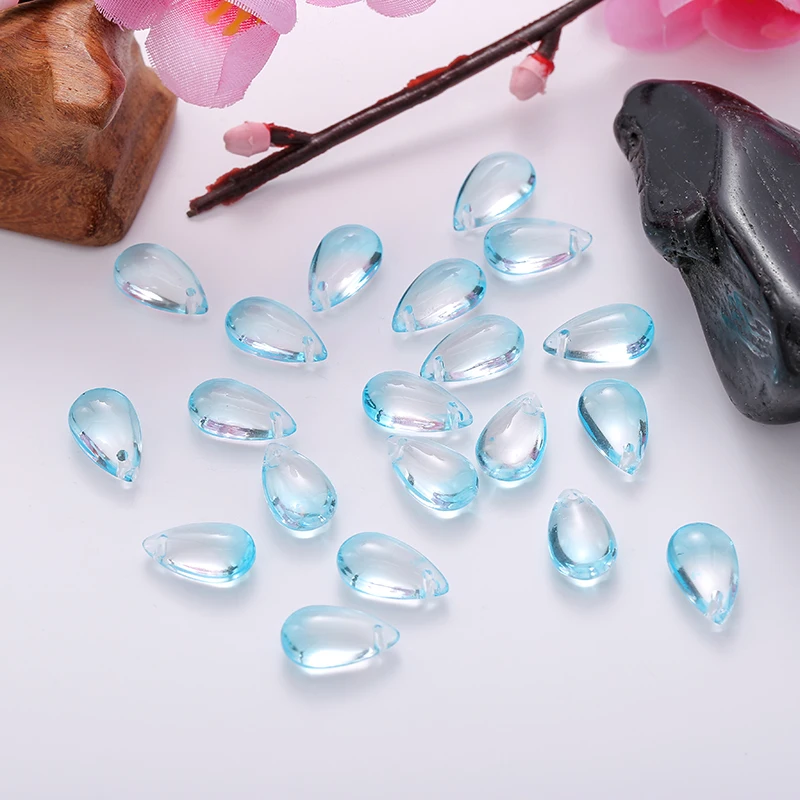 New AB Color Czech Glazed Beads Waterdrop Shape Lampwork Glass Charms Clear DIY Hairpin Bracelet Jewelry Components | Украшения и