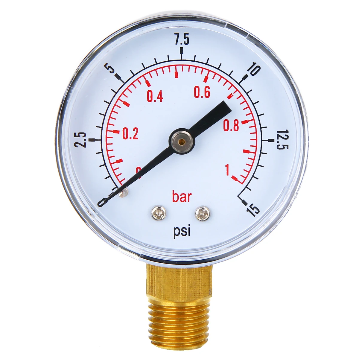 Измеритель давления низкого 1/4 BSPT 50 мм диаметр 0 15 PSI 1 бар для топлива воздуха
