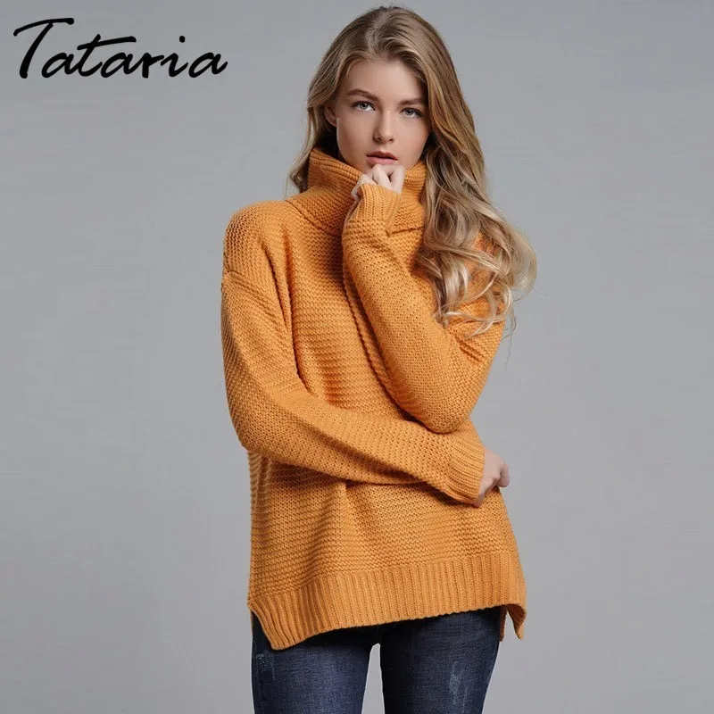 Women's Jumper Turtleneck Sweater Pullover Warm Christmas Coarse thick Winter Cable Knitted Oversized | Женская одежда