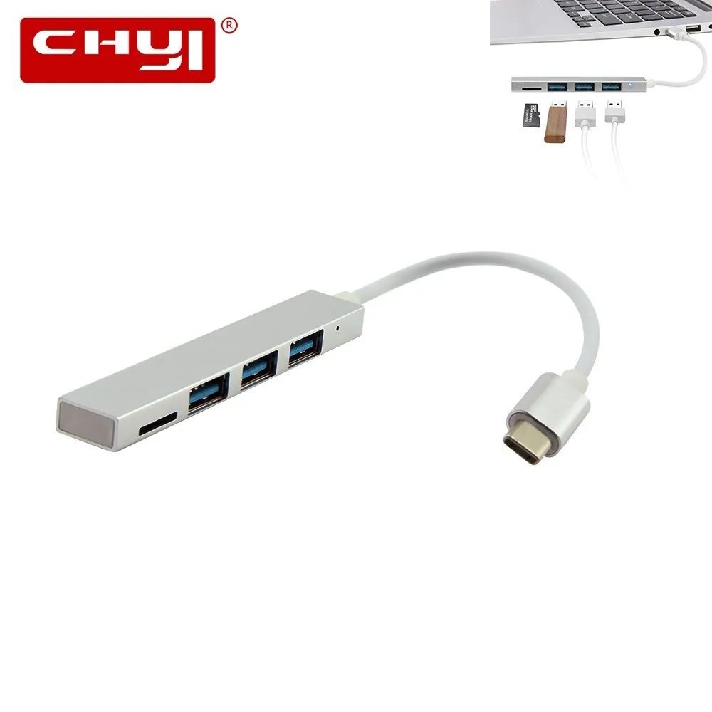 CHYI 4 в 1 концентратор USB 2 0 TF кардридер к интерфейсу Type C высокоскоростной порта s