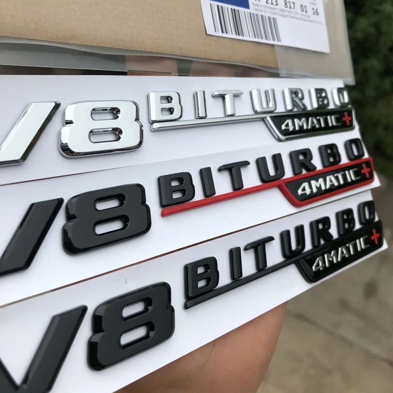 Наклейка на эмблему крыла автомобиля V8 BITURBO 4matic + для Mercedes Benz AMG W117 Cla45 W205 C63 W212 E63 W207
