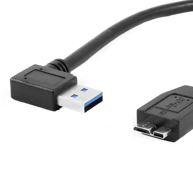 Черный правый угол USB 3 0 тип A папа к Micro B Мужской Кабельный соединитель