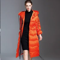 orange fashion warm long down jacket parka casual winter jacket coat women plus size hooded feather slim overcoat female ls215