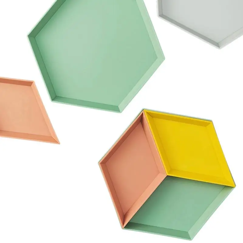 4PCS Innovative Color Geometric Storage Tray Removable Fruit Bowl Plastic Combination Desktop Plate | Дом и сад