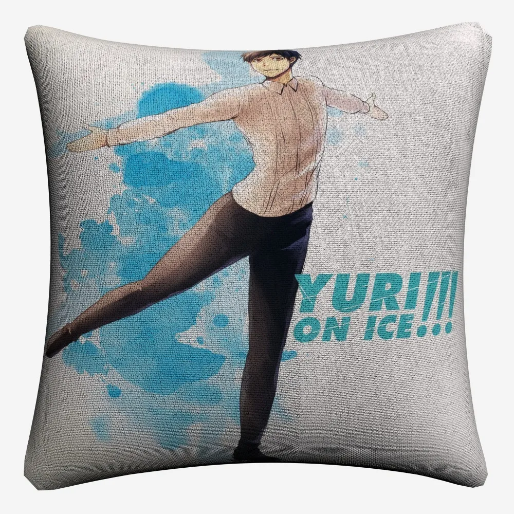 Yuri On Ice Акварельная искусство мягкие хлопковые льняные наволочки 45x45 см винтажная