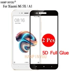 2 шт.лот, для Xiaomi Mi A1 MiA1  Mi 5X Mi5X, 5,5 дюйма, 5D, полное покрытие, защита экрана, закаленное стекло, защитная пленка