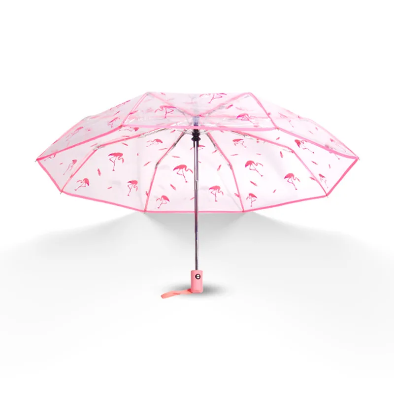 Transparent Umbrella Womens Windproof Three-folding Parasol Thicken Women Children's Rain | Дом и сад