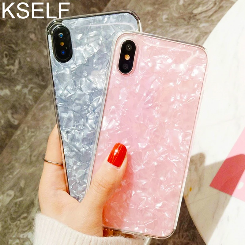 Простой Блестящий Мягкий силиконовый чехол KSELF из ТПУ с блестками для iPhone X XS MAX XR 6