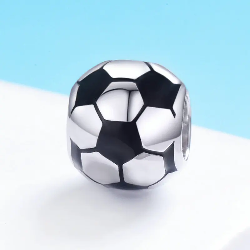 MOWIMO 100% Серебро 925 пробы Спортивный футбол шармы круглые бусины подходят
