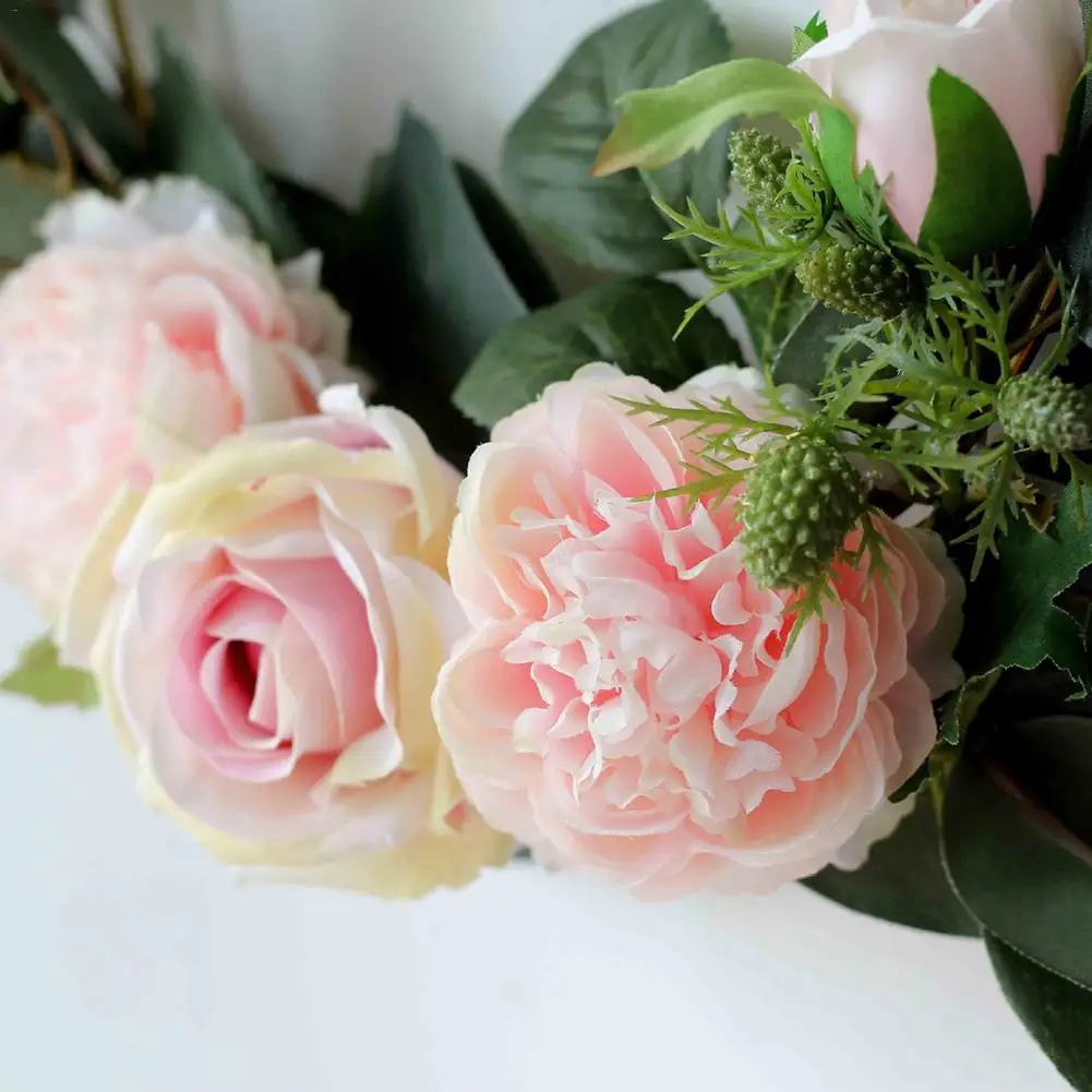 DIY Artificial Flower Garland Rose Wreath Home Wedding Garden Party Decor Hanging Door Heart Shaped Festival Flores | Дом и сад