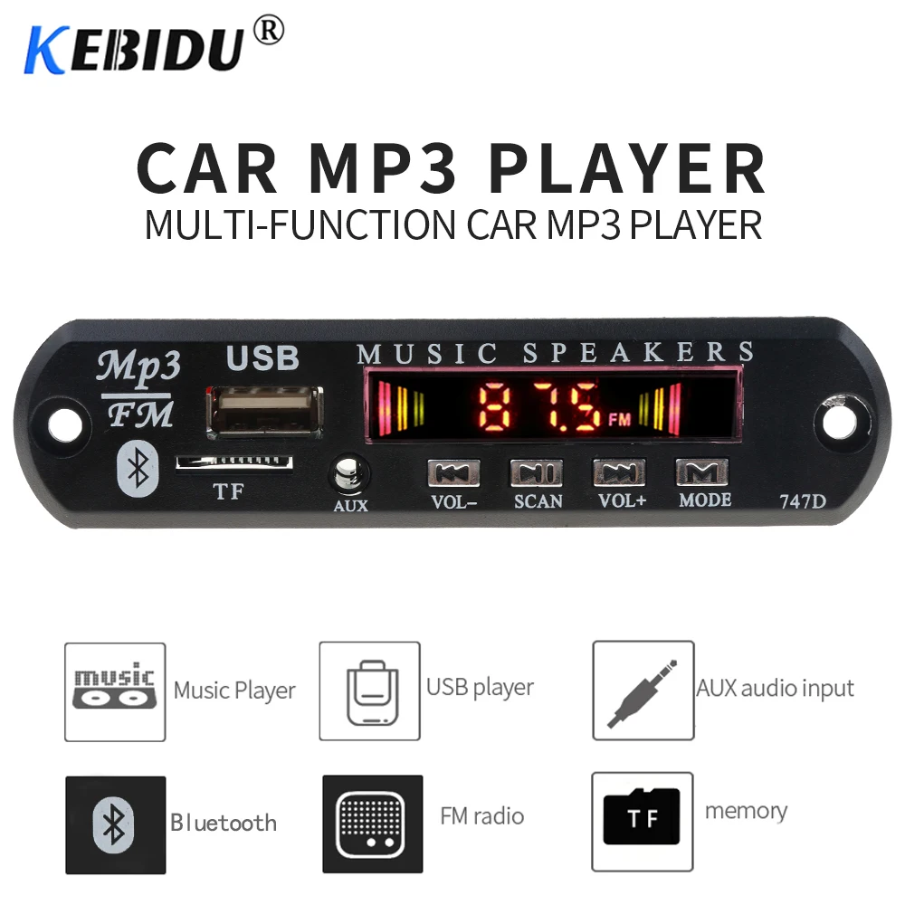 Kebidu 1 шт. беспроводной Bluetooth 12 в MP3 WMA декодер плата аудио модуль USB TF FM радио MP3-плеер