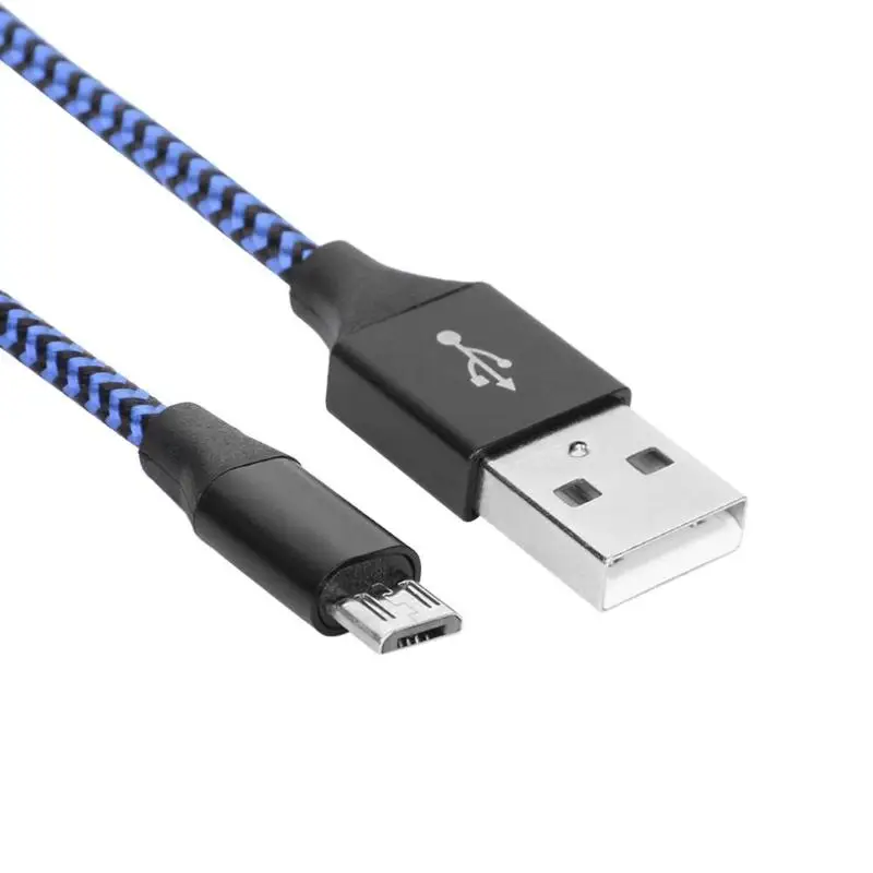 Синий Micro USB нейлоновый Плетеный 5 V 2A зарядный кабель для передачи данных