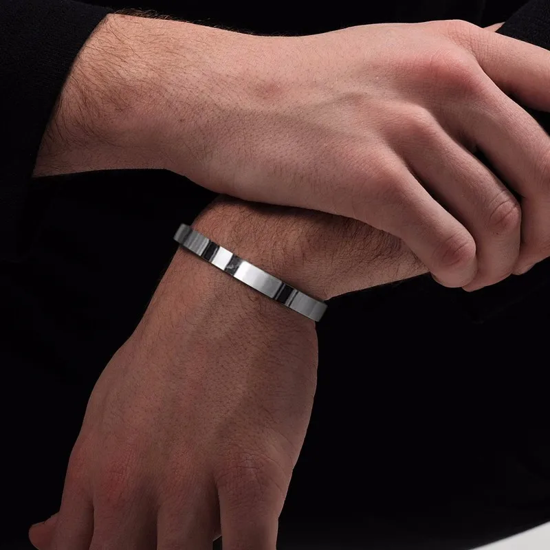 

Engravable Classic Flat Cuff Bracelet for Men Bangle