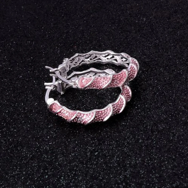 Женские серьги с кисточками розовые металлические ажурные висячие