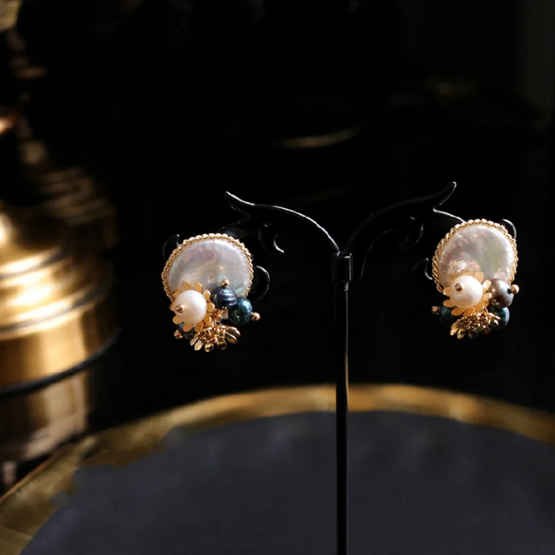 Eilepura Natural Fresh Water Baroque Pearl Handmade Stud Earring For Women Earrings Luxury Jewelry Pendientes Mujer E-A030 | Украшения и