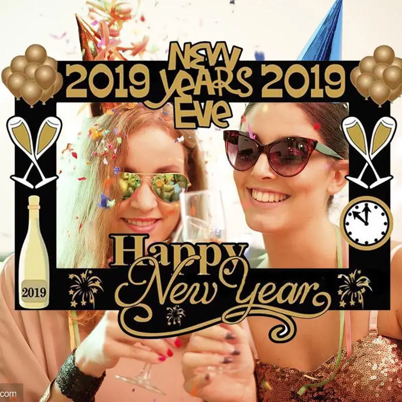 2019 Happy Новый год Frame Photo Booth для рождественской вечеринки реквизит фотографий Navidad