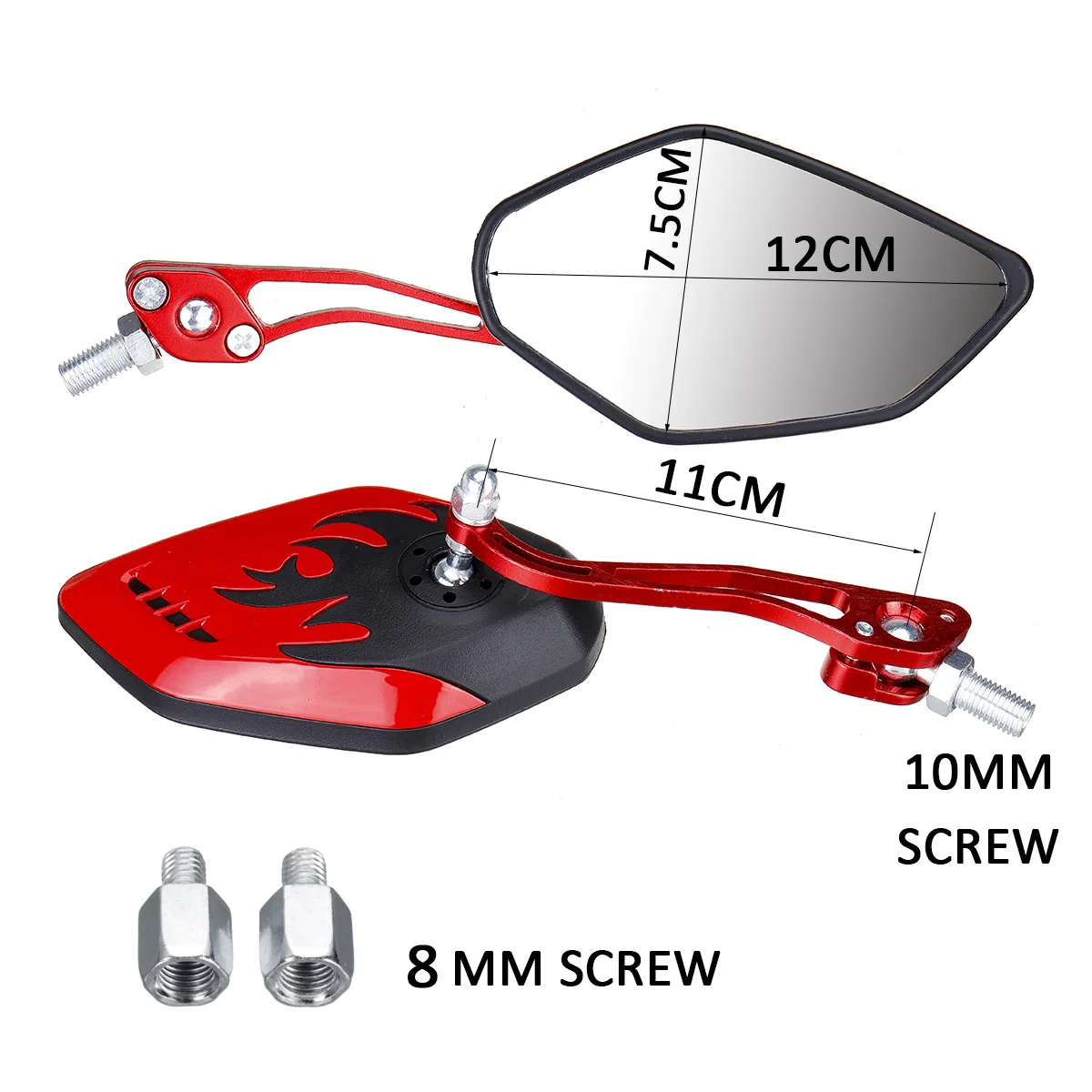 Универсальные зеркала заднего вида для мотоцикла скутера 8 / 10 мм 2 шт./компл.