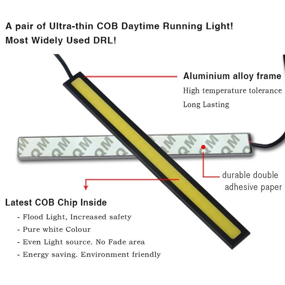 Пара Универсальный Автомобильный светодиодный водонепроницаемый COB Панель DRL