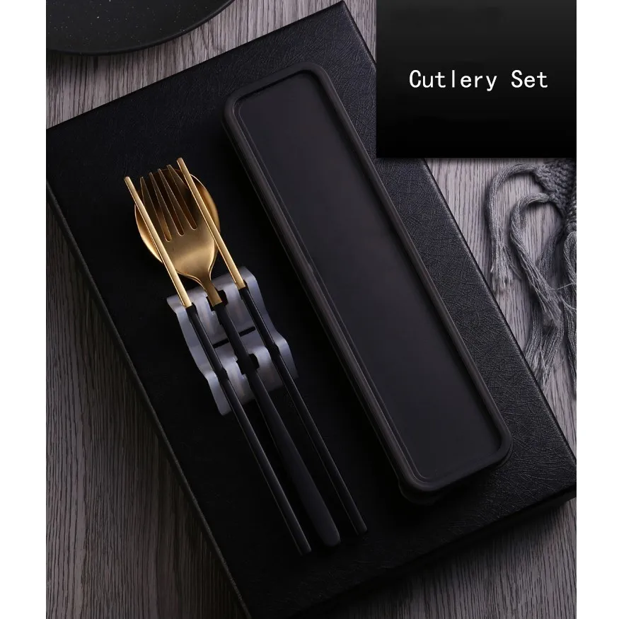 

Student Adult Lovely Chopsticks Box 304 Stainless Steel Steel Fork Portable Tableware Three Piece Set